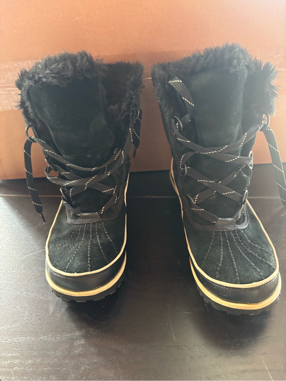 Women’s Sorel Black Faux Fur Winter Boots